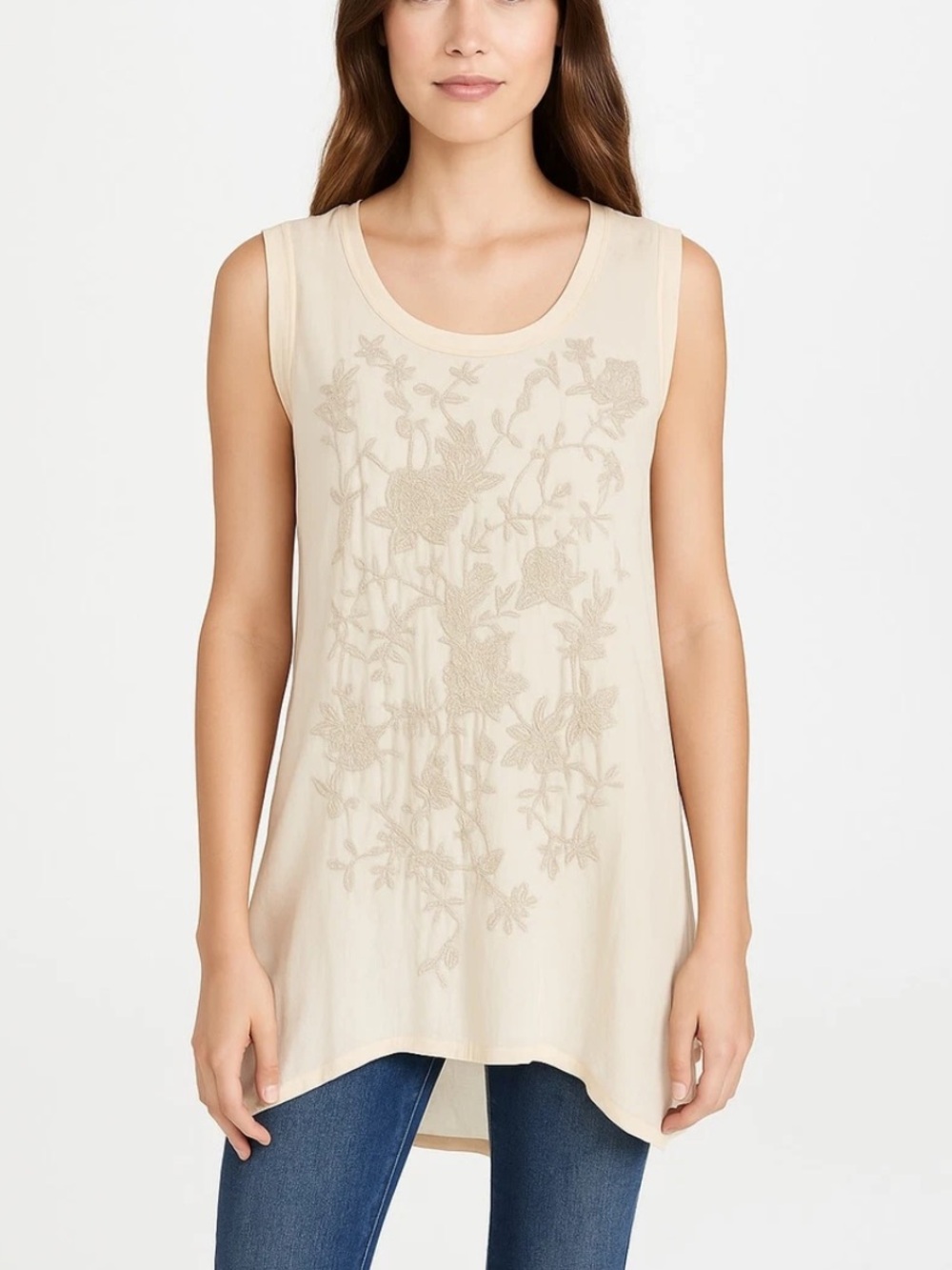 Johnny Was Silk Embroidered Tunic Tank Size M